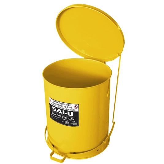 De quels matériaux peuvent être déposés dans une poubelle de déchets huileux?